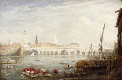 The Monument and London Bridge, c.1820-80 by Frederick Nash